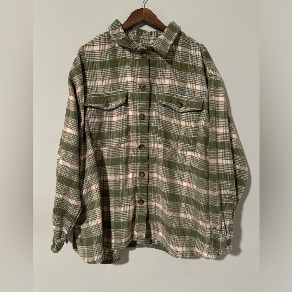 Dip - Soft Green Plaid Shacket - Picture 2 of 10